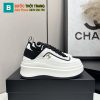 Giày thể thao Chanel nữ cao cấp màu trắng viền đen đế cao tôn dáng