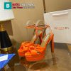 Sandal cao gót Aquazzura màu cam nổi bật quai đan chéo nữ tính đế cao 13,5cm