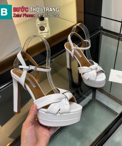 Sandal cao gót Aquazzura màu trắng  da bò nổi bật quai đan chéo nữ tính đế cao 13,5cm