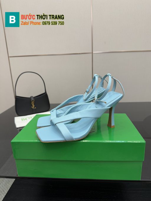 Sandal cao gót BotteBottega Venetaga Veneta màu xanh ngọc