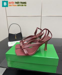 Sandal cao gót BotteBottega Venetaga Veneta màu đỏ trầm
