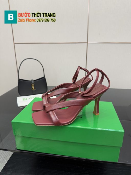 Sandal cao gót BotteBottega Venetaga Veneta màu đỏ trầm