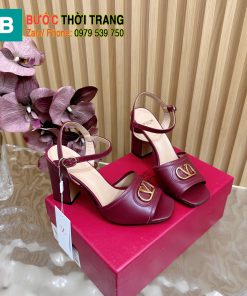 Sandal cao gót VALENTINO  cao cấp màu đỏ đô thanh lịch phong cách cổ điển đế cao 8,5cm
