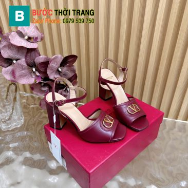 Sandal cao gót VALENTINO  cao cấp màu đỏ đô thanh lịch phong cách cổ điển đế cao 8,5cm