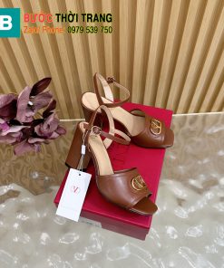 Sandal cao gót VALENTINO cao cấp màu nâu thanh lịch phong cách cổ điển đế cao 8,5cm