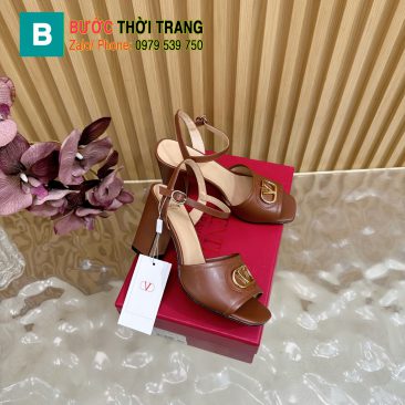 Sandal cao gót VALENTINO cao cấp màu nâu thanh lịch phong cách cổ điển đế cao 8,5cm