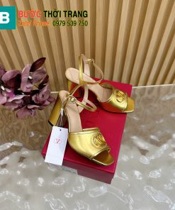 Sandal cao gót VALENTINO cao cấp màu vàng sáng thanh lịch phong cách cổ điển đế cao 8,5cm