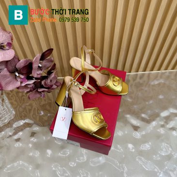 Sandal cao gót VALENTINO cao cấp màu vàng sáng thanh lịch phong cách cổ điển đế cao 8,5cm