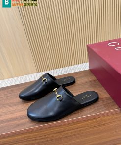 Sục Gucci đế bệt cao cấp màu đen da mềm mịn