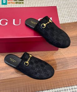 Sục Gucci đế bệt cao cấp màu đen da lộn mềm mịn