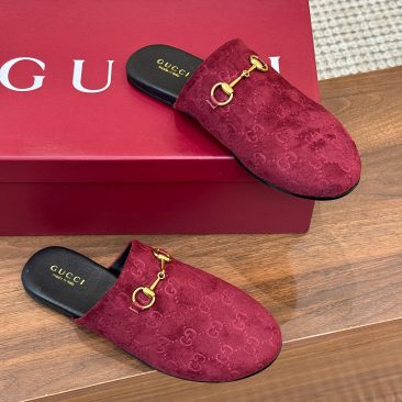 Sục Gucci đế bệt cao cấp màu đỏ  mận da lộn mềm mịn