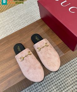 Sục Gucci đế bệt cao cấp màu hồng nude da lộn mềm mịn