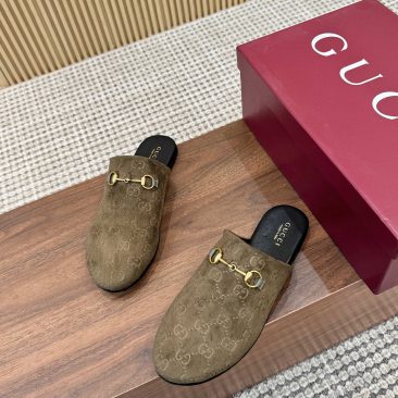 Sục Gucci đế bệt cao cấp màu nâu đậm da lộn mềm êm sang trọng