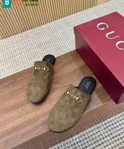 Sục Gucci đế bệt cao cấp màu nâu đậm da lộn mềm êm sang trọng