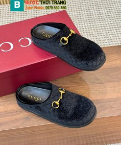 Sục Gucci nỉ nhung ấm áp màu đen mềm êm