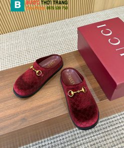 Sục Gucci nỉ nhung ấm áp màu đỏ nhung mềm êm