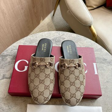 Sục Gucci cao cấp màu nâu đế bệt logo in sang trọng