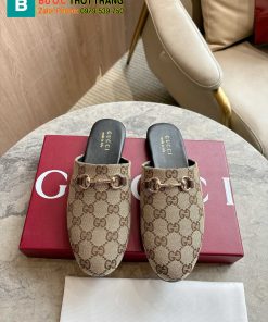 Sục Gucci cao cấp màu nâu đế bệt logo in sang trọng