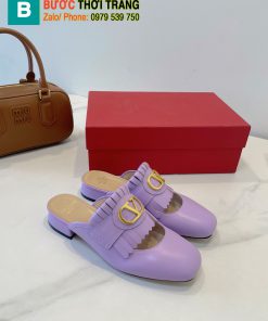 Sục nữ Valentino cao cấp màu tím chất liệu da bò bền đẹp logo đính sang trọng