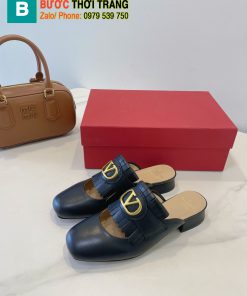 Sục nữ Valentino cao cấp màu đen chất liệu da bò bền đẹp logo đính sang trọng