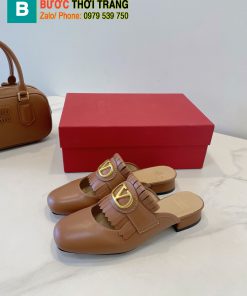 Sục nữ Valentino cao cấp màu nâu chất liệu da bò bền đẹp logo đính sang trọng