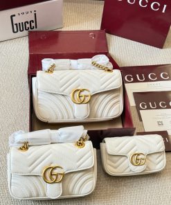 Túi xách Gucci Marmont màu trắng da mềm mại có 3 kích thước 16cm, 22cm và 26cm