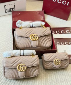 Túi xách Gucci Marmont màu nude da mềm mại có 3 kích thước 16cm, 22cm và 26cm