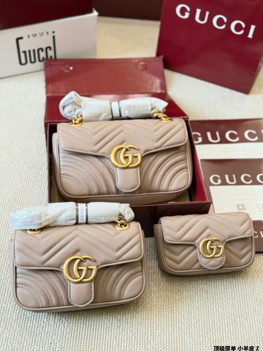 Túi xách Gucci Marmont màu nude da mềm mại có 3 kích thước 16cm, 22cm và 26cm