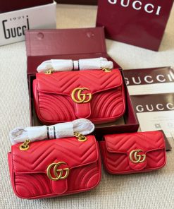 Túi xách Gucci Marmont màu đỏ da mềm mại có 3 kích thước 16cm, 22cm và 26cm
