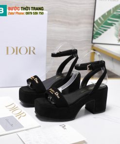 Dép Sandal Dior siêu cấp màu đen cao gót 8,5cm chất liệu da lộn cực đẹp êm chân