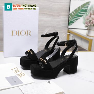 Dép Sandal Dior siêu cấp màu đen cao gót 8,5cm chất liệu da lộn cực đẹp êm chân