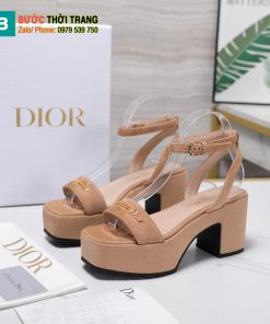 Dép Sandal Dior siêu cấp màu be cao gót 8,5cm chất liệu da lộn cực đẹp êm chân