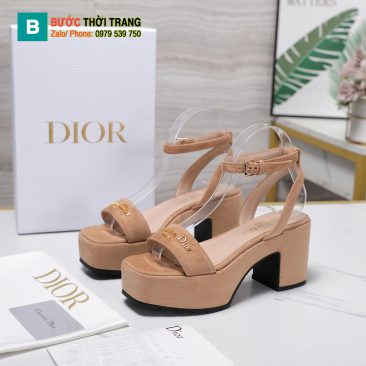 Dép Sandal Dior siêu cấp màu be cao gót 8,5cm chất liệu da lộn cực đẹp êm chân