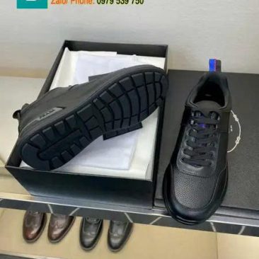 Giày thể thao PRADA cao cấp màu đen chất lượng da nguyên bản phong cách năng động