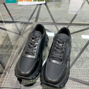 Giày thể thao PRADA cao cấp màu đen chất lượng da nguyên bản phong cách năng động
