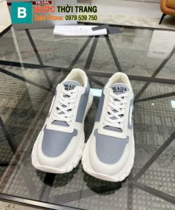 Giày thể thao PRADA cao cấp màu xám chất lượng da nguyên bản phong cách năng động