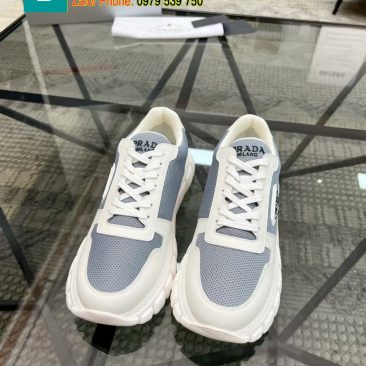 Giày thể thao PRADA cao cấp màu xám chất lượng da nguyên bản phong cách năng động