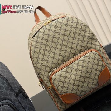 Ba lô Gucci màu nâu cao cấp da canvas size 32x40 cm ngăn lớn rộng đựng nhiều món đồ
