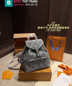 Ba lô LV Denim màu ghi đen size 23x28 cm