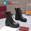 Boot GUCCI cổ lỡ màu đen cao cấp da bê mềm mại thiết kế dây buộc cổ điển