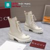 Boot GUCCI cổ lỡ màu trắng ngà cao cấp da bê mềm mại thiết kế dây buộc cổ điển