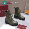 Boot GUCCI cổ lỡ màu xanh rêu cao cấp da bê mềm mại thiết kế dây buộc cổ điển