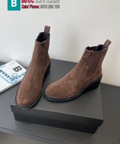 Boot YSL cao cấp màu nâu socola da lộn mềm mịn phong cách basic sang trọng