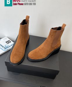 Boot YSL cao cấp màu nâu vàng da lộn mềm mịn phong cách basic sang trọng