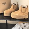 Boot UGG cổ chun màu nâu da bò mềm mịn đế cao tôn dáng