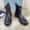 Boot da PRADA cổ chun ngắn cao cấp màu đen da bò sang trọng ấm áp