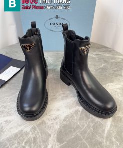 Boot da PRADA cổ chun ngắn cao cấp màu đen da bò sang trọng ấm áp