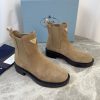 Boot da lộn PRADA cổ chun ngắn cao cấp màu be nâu sang trọng ấm áp