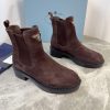 Boot da lộn PRADA cổ chun ngắn cao cấp màu nâu socola sang trọng ấm áp