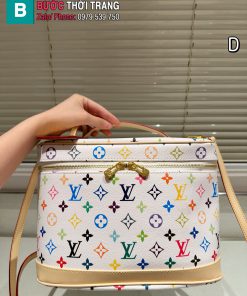 Cốp LV màu trắng size 30x21 cm họa tiết monogram nổi bật có dây đeo chéo